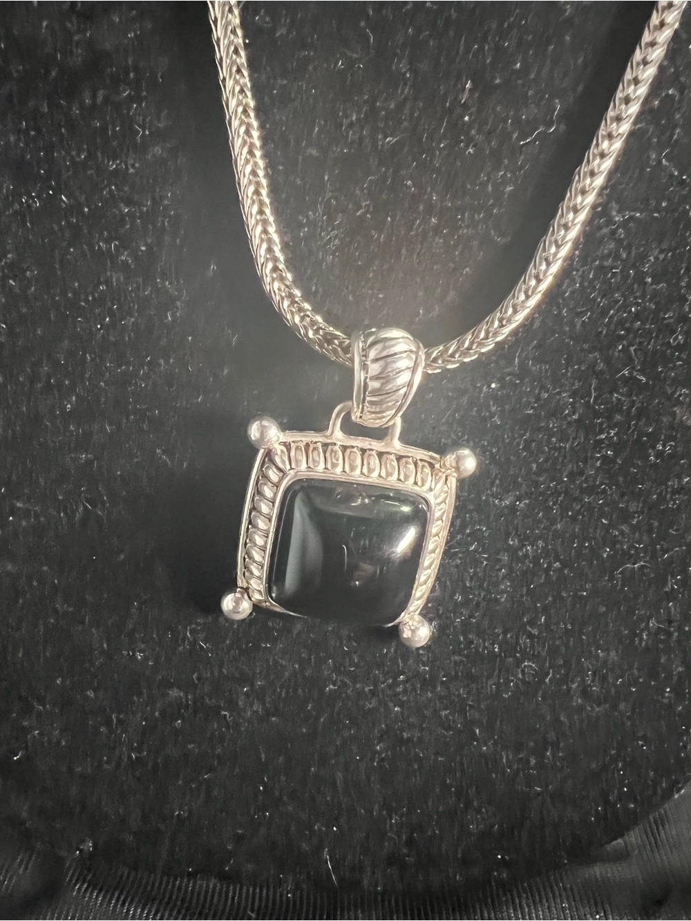 Premier Designs Faux Black Onyx Square Pendant Necklace